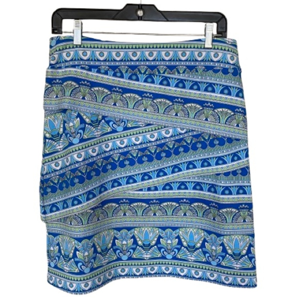 J. McLaughlin Women’s Tiered Catalina Skirt Size M Blue & Green Resort Beach